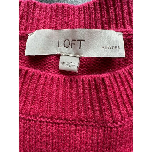 Loft Women’s Petite Striped Honeycomb Stitch Holiday Winter Sweater Size MP - Picture 3 of 7